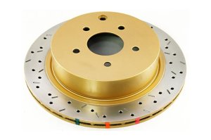 Infiniti FX35 Brake Rotors (2) - Rear - DBA - XS 4000 Series Drilled/Slotted - Gold - `03-`06 Infiniti FX35 Brake Rotors (2) - Rear - DBA - XS 4000 Series Drilled/Slotted - Gold - `03-`06