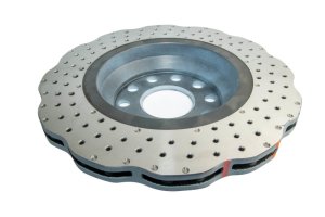 Volkswagen GTI Brake Rotor (1) - Rear - DBA - 4000 Series Drilled Wavy Rotor with Silver Hat - Silver - `14-`21 Volkswagen GTI Brake Rotor (1) - Rear - DBA - 4000 Series Drilled Wavy Rotor with Silver Hat - Silver - `14-`21