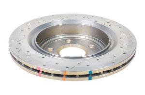 Chevrolet Corvette C6 Brake Rotor (1) - Rear - DBA - 4000 Series XS Drilled/Slotted - Gold - `05-`12