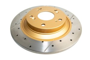Honda S2000 Brake Rotor (1) - Rear - DBA - Street Series Drilled & Slotted Rotors - Gold - `00-`09