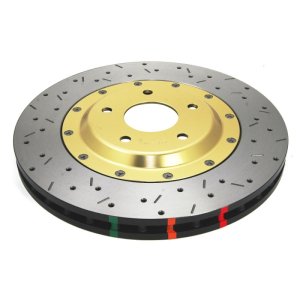 Chevrolet Corvette Brake Rotors (2) - Front - DBA - 5000 Series Drilled/Slotted - Gold - `05-`12