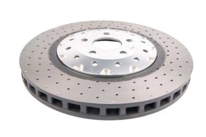 Audi RS7 Brake Rotors (2) - Front - DBA - 5000 Series Drilled & Slotted - Silver - `14-`18