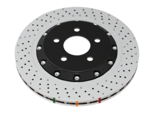 BMW M3 Brake Rotor (1) - Front - DBA - 5000 Series Cross Drilled, 2-Piece - Silver - `15-`18