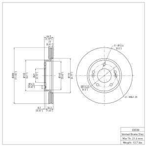 Hyundai Elantra Brake Rotor (1) - Front - DFC - Plain - `11-`25