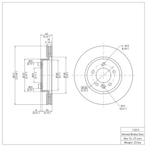 Land Rover LR3 Brake Rotor (1) - Front - DFC - Plain - `05-`07