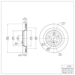 Mercedes-Benz GL450 Brake Rotor (1) - Rear - DFC - Plain - `13-`19