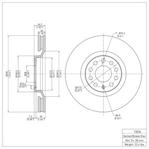 Audi S4 Brake Rotor (1) - Front - DFC - Plain - `98-`09