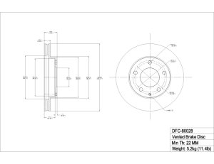 Ford Probe Brake Rotor (1) - Front - DFC - Plain - `93-`03 Ford Probe Brake Rotor (1) - Front - DFC - Plain - `93-`03