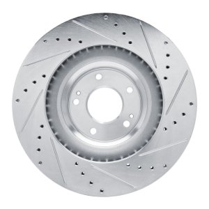 Hyundai Veloster Brake Rotor (1) - Front Left - DFC - Drilled & Slotted - Silver - `19-`22