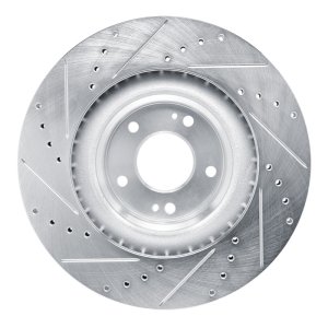 Hyundai Veloster Brake Rotor (1) - Front Right - DFC - Drilled & Slotted - Silver - `19-`22
