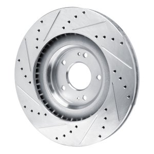 Hyundai Veloster Brake Rotor (1) - Front Right - DFC - Drilled & Slotted - Silver - `19-`22