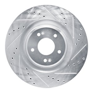 Hyundai Veloster Brake Rotor (1) - Front Right - DFC - Drilled & Slotted - Silver - `19-`22