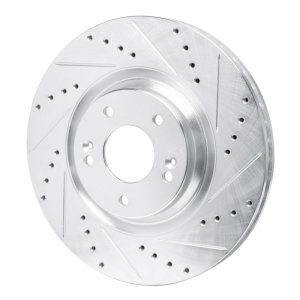 Hyundai Veloster N Brake Rotor (1) - Front Right - DFC - Drilled & Slotted - Silver - `19-`22