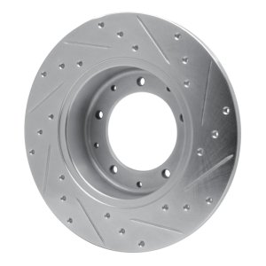Land Rover Defender 90 Brake Rotor (1) - Rear Left - DFC - Drilled & Slotted - Silver - `74-`16