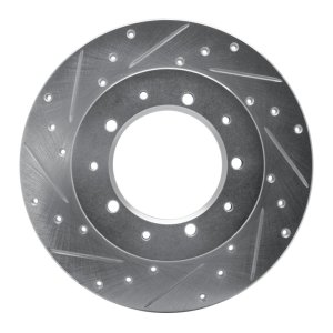 Land Rover Defender 90 Brake Rotor (1) - Rear Left - DFC - Drilled & Slotted - Silver - `74-`16