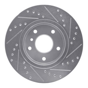 Land Rover Range Rover Brake Rotor (1) - Front Left - DFC - Drilled & Slotted - Silver - `94-`02