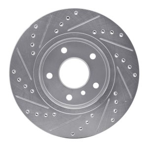 Land Rover Range Rover Brake Rotor (1) - Front Right - DFC - Drilled & Slotted - Silver - `94-`02