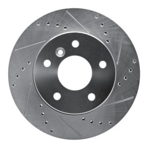 Land Rover Discovery Brake Rotor (1) - Front Right - DFC - Drilled & Slotted - Silver - `99-`04