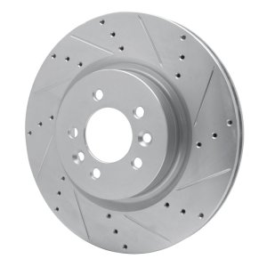 Land Rover Discovery Brake Rotor (1) - Front Right - DFC - Drilled & Slotted - Silver - `06-`17