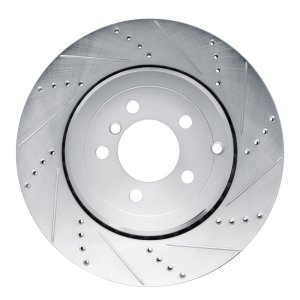 Land Rover Range Rover Brake Rotor (1) - Rear Right - DFC - Drilled & Slotted - Silver - `10-`12