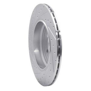 Land Rover Range Rover Sport Brake Rotor (1) - Rear Right - DFC - Drilled & Slotted - Silver - `10-`13