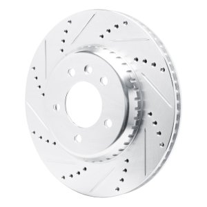 Land Rover Defender 110 Brake Rotor (1) - Rear Left - DFC - Drilled & Slotted - Silver - `20-`25