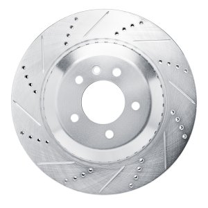 Land Rover Defender 130 Brake Rotor (1) - Rear Left - DFC - Drilled & Slotted - Silver - `20-`24