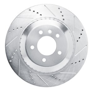 Land Rover Defender 90 Brake Rotor (1) - Rear Right - DFC - Drilled & Slotted - Silver - `20-`24