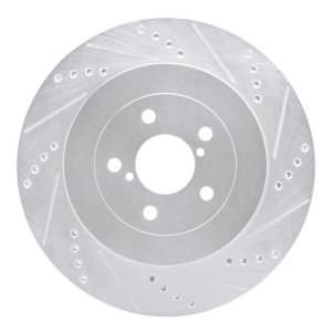 Subaru Impreza Brake Rotor (1) - Rear Right - DFC - Drilled & Slotted - Silver - `03-`04