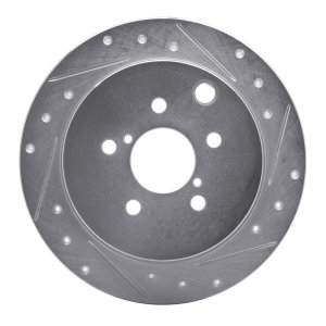 Subaru Crosstrek Brake Rotor (1) - Rear Right - DFC - Drilled & Slotted - Silver - `12-`23