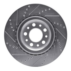 Alfa Romeo STELVIO Brake Rotor (1) - Rear Right - DFC - Drilled & Slotted - Silver - `17-`25 Alfa Romeo STELVIO Brake Rotor (1) - Rear Right - DFC - Drilled & Slotted - Silver - `17-`25