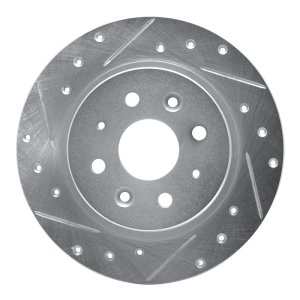 Kia Spectra Brake Rotor (1) - Rear Left - DFC - Drilled & Slotted - Silver - `98-`03
