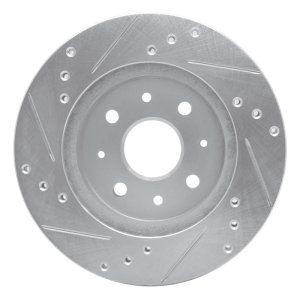 Kia Rio Brake Rotor (1) - Front Right - DFC - Drilled & Slotted - Silver - `03-`05
