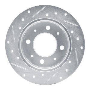 Kia Spectra Brake Rotor (1) - Rear Right - DFC - Drilled & Slotted - Silver - `04-`09