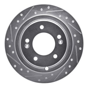Kia Amanti Brake Rotor (1) - Rear Left - DFC - Drilled & Slotted - Silver - `04-`06
