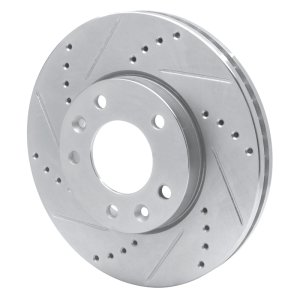 Kia Sedona Brake Rotor (1) - Front Left - DFC - Drilled & Slotted - Silver - `03-`05
