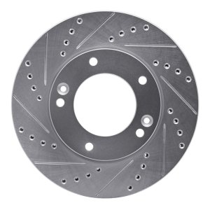 Kia Sorento Brake Rotor (1) - Front Left - DFC - Drilled & Slotted - Silver - `07-`09
