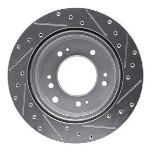 Kia Sorento Brake Rotor (1) - Rear Left - DFC - Drilled & Slotted - Silver - `07-`09
