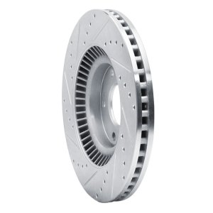 Kia Sorento Brake Rotor (1) - Front Right - DFC - Drilled & Slotted - Silver - `15-`20