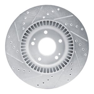 Kia Sorento Brake Rotor (1) - Front Right - DFC - Drilled & Slotted - Silver - `15-`20