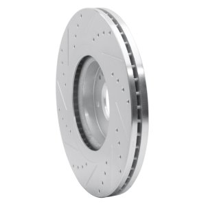 Kia Sedona Brake Rotor (1) - Front Right - DFC - Drilled & Slotted - Silver - `15-`21