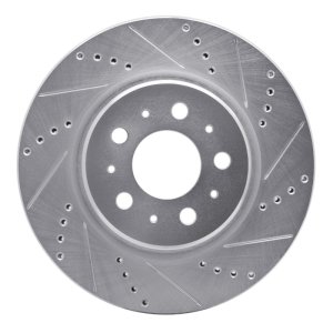 Tesla Model 3 Brake Rotor (1) - Front Right - DFC - Drill & Slot, Zinc Plated - Silver - `17-`25