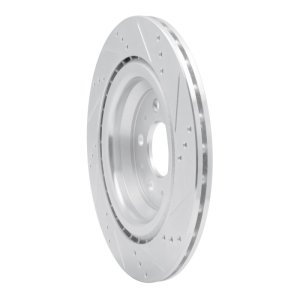 Tesla Model Y Brake Rotor (1) - Rear Left - DFC - Drilled & Slotted - Silver - `17-`25