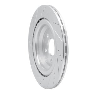 Tesla Model Y Brake Rotor (1) - Rear Right - DFC - Drilled & Slotted - Silver - `17-`25