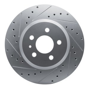 Tesla Model 3 Brake Rotor (1) - Front Left - DFC - Drilled & Slotted - Silver - `17-`25