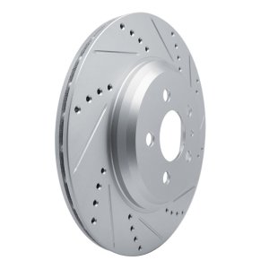 Tesla Model 3 Brake Rotor (1) - Rear Right - DFC - Drilled & Slotted - Silver - `17-`25