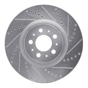 Volvo V70 Brake Rotor (1) - Front Right - DFC - Drilled & Slotted - Silver - `04-`07