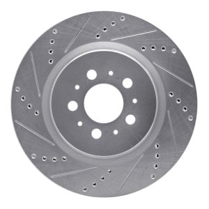Volvo V70 Brake Rotor (1) - Rear Left - DFC - Drilled & Slotted - Silver - `04-`07