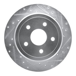 Jeep Grand Cherokee Brake Rotor (1) - Rear Right - DFC - Drilled & Slotted - Silver - `05-`10
