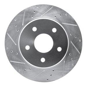 Jeep J8 Brake Rotor (1) - Front Left - DFC - Drilled & Slotted - Silver - `08-`12
